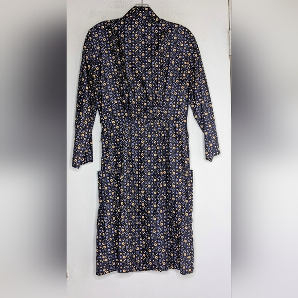 A.P.C. • 100% Silk Long Sleeve Dress w/ 2 Front Pockets in Blue - Picture 2 of 5